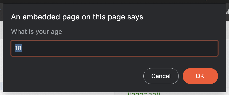 prompt dialog shown in screen