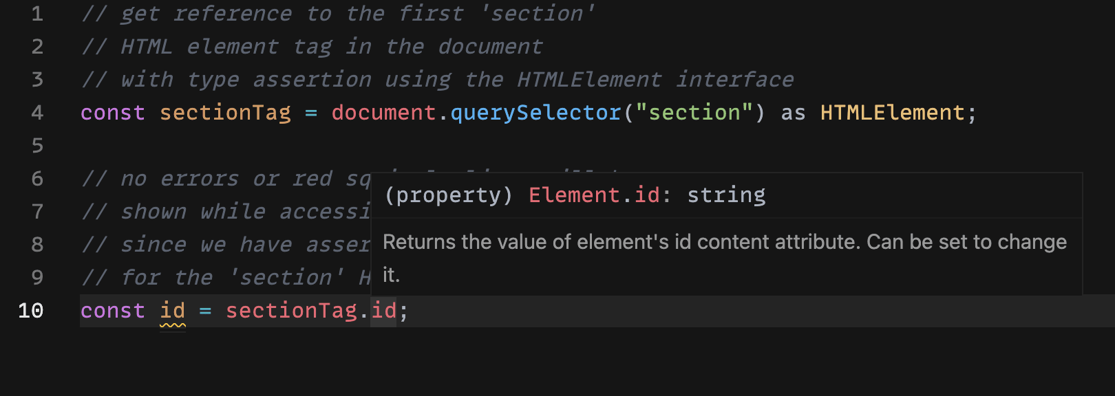 more information about the id property in the section HTML element tag