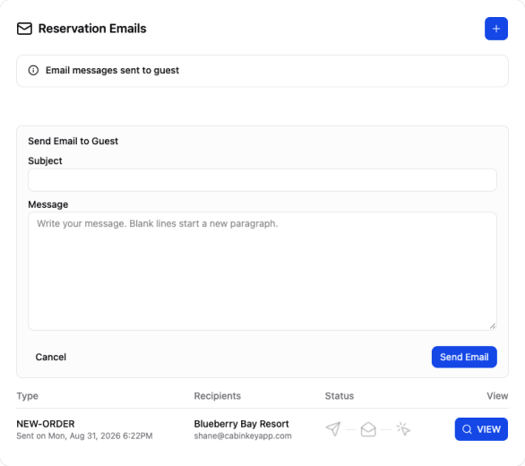 Send an email to the guest