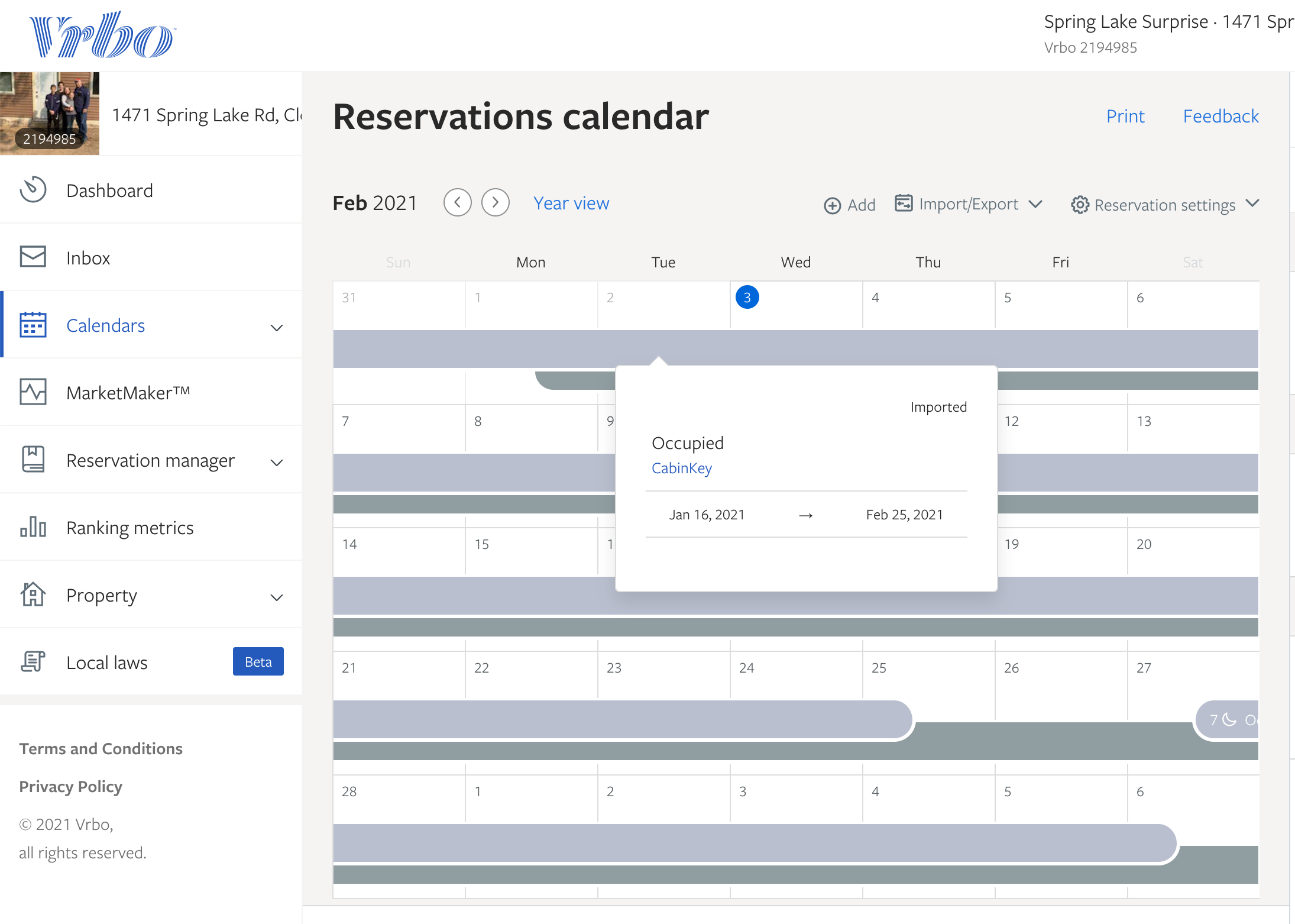 Import your calendar into VRBO VRBO CabinKey™