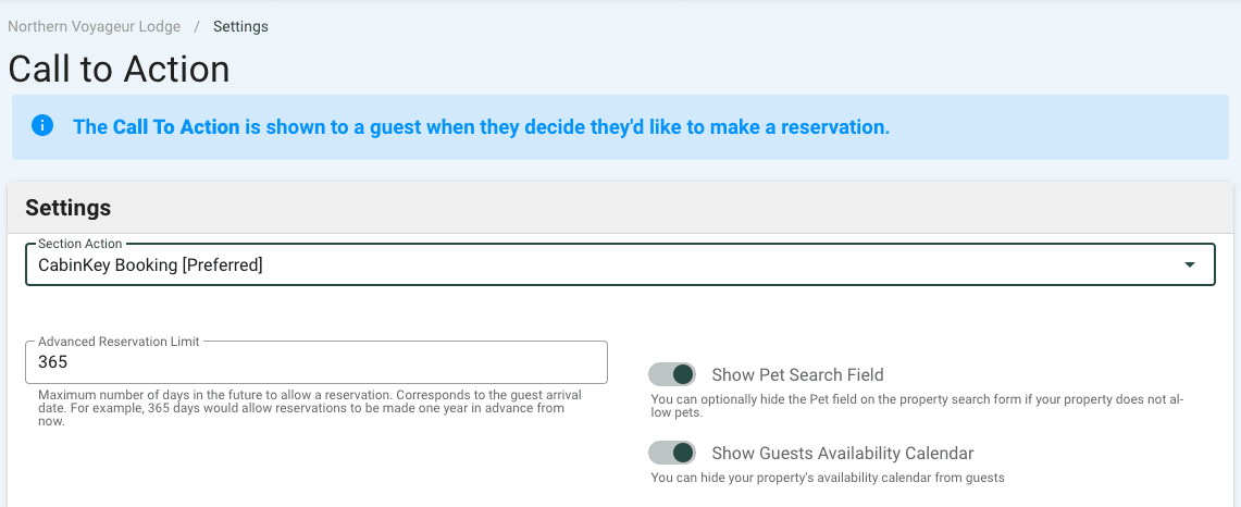 CabinKey Booking Action