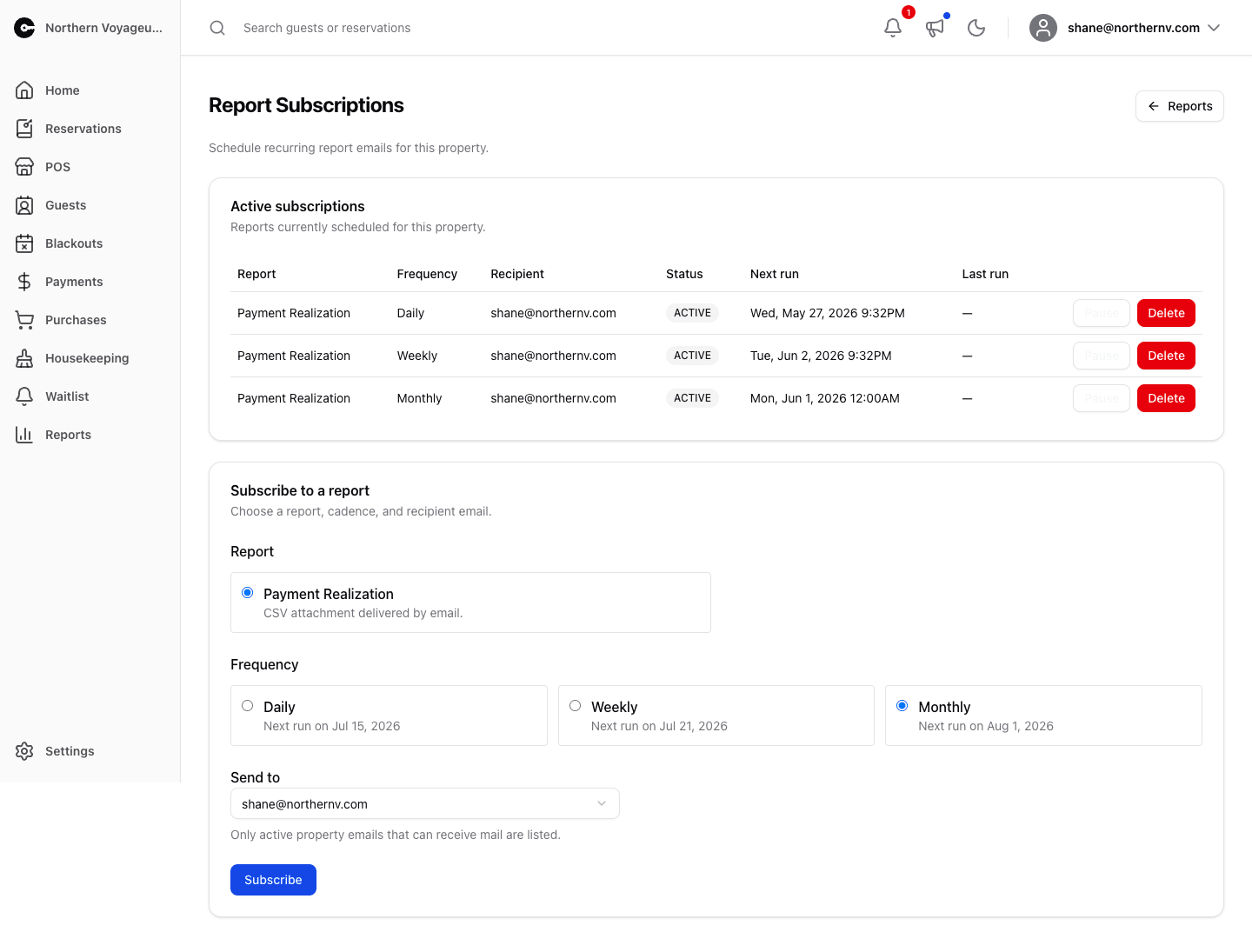 Report Subscriptions