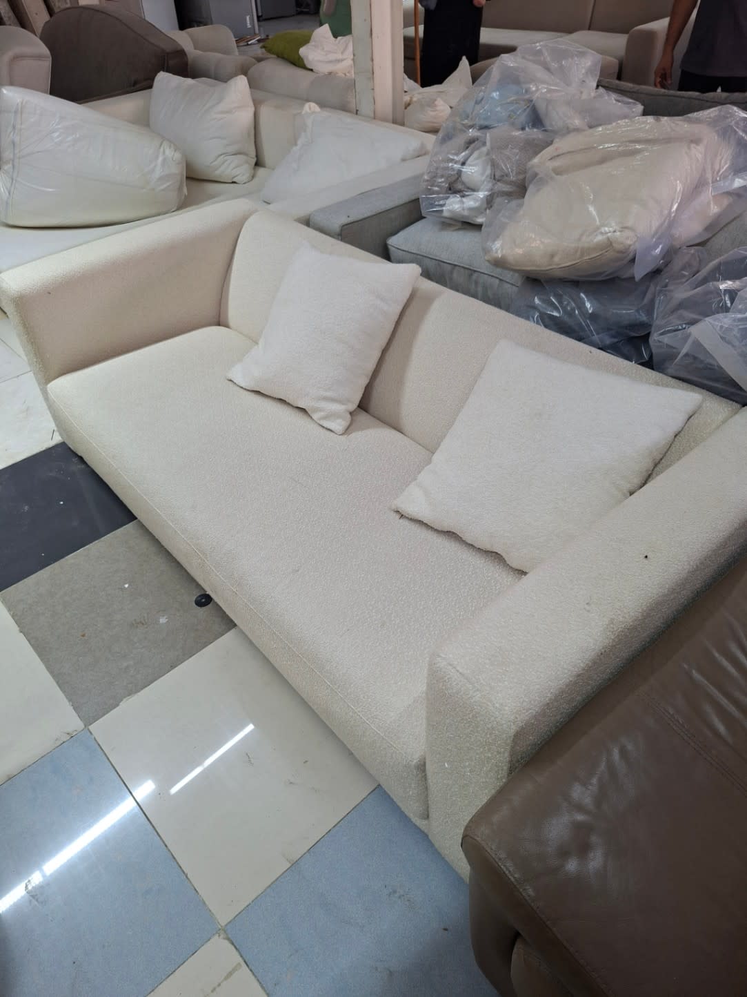 Used 3-Seater Sofa Cream Boucle Fabric