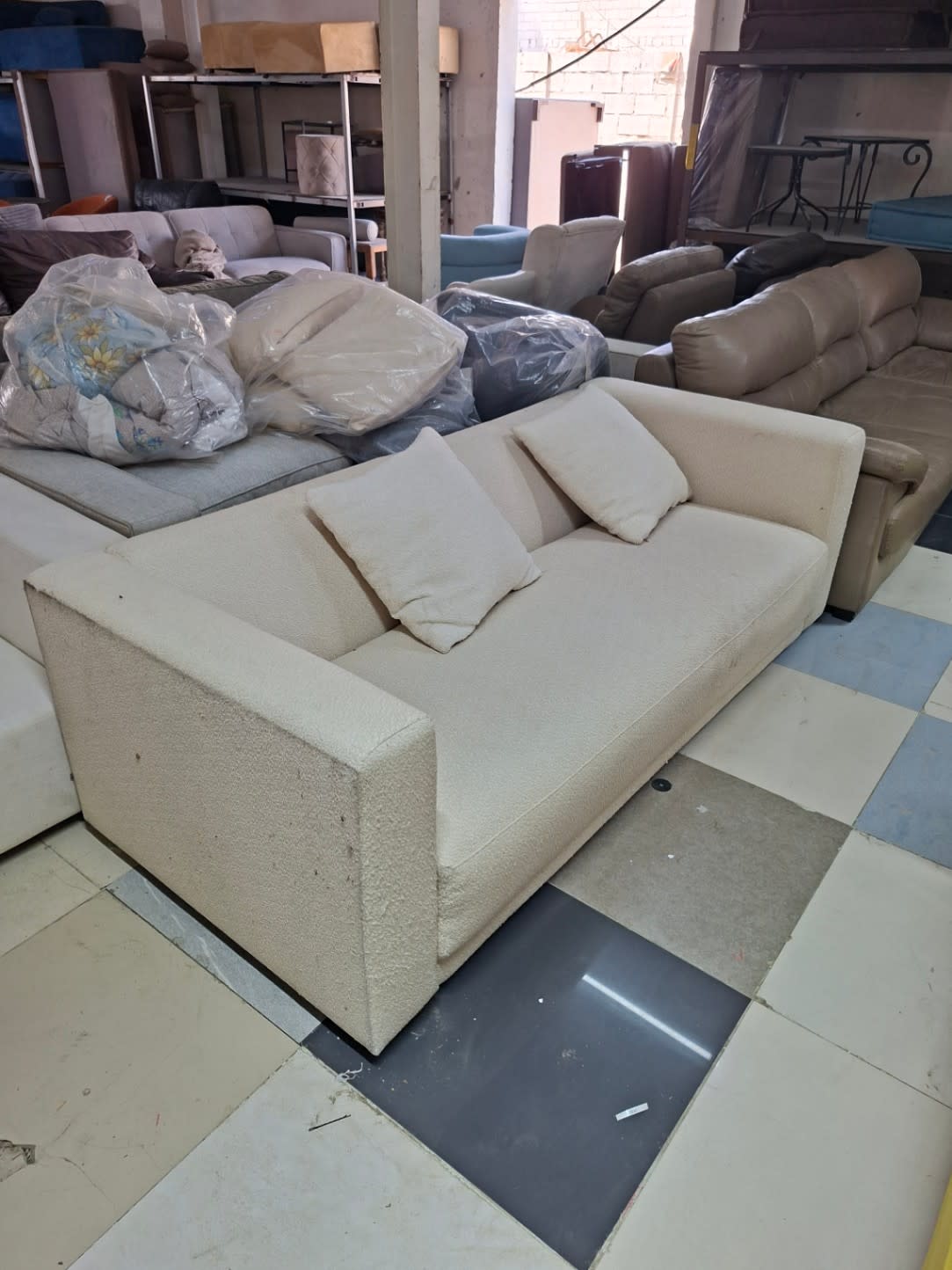 Used 3-Seater Sofa Cream Boucle Fabric