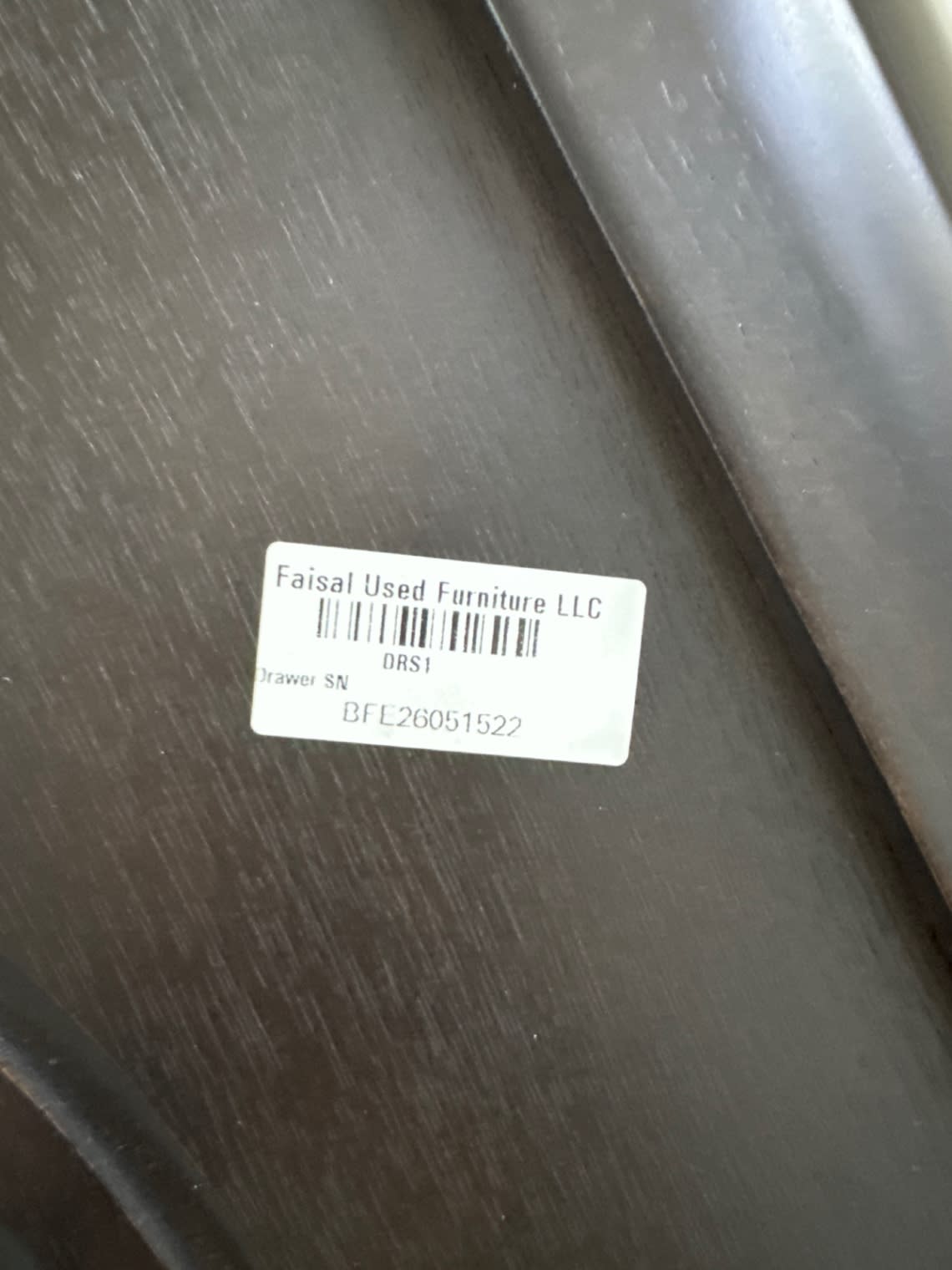 Bufaisal barcode label BFL26051522 for used 4-door dark brown wardrobe