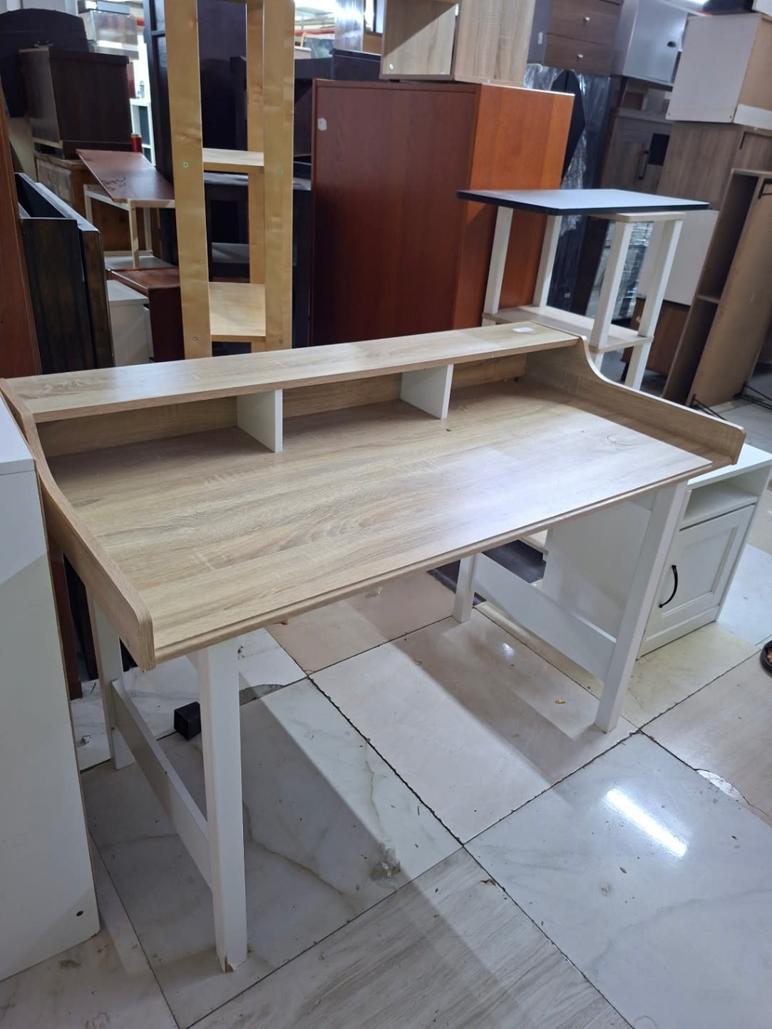 Study Desk with Upper Shelf Unit