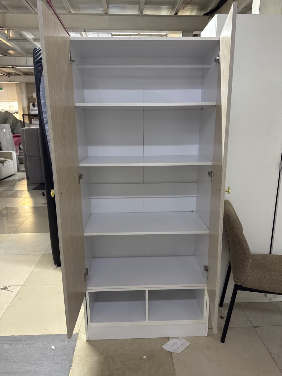 2-Door Storage Cupboard with Open Shelves 2