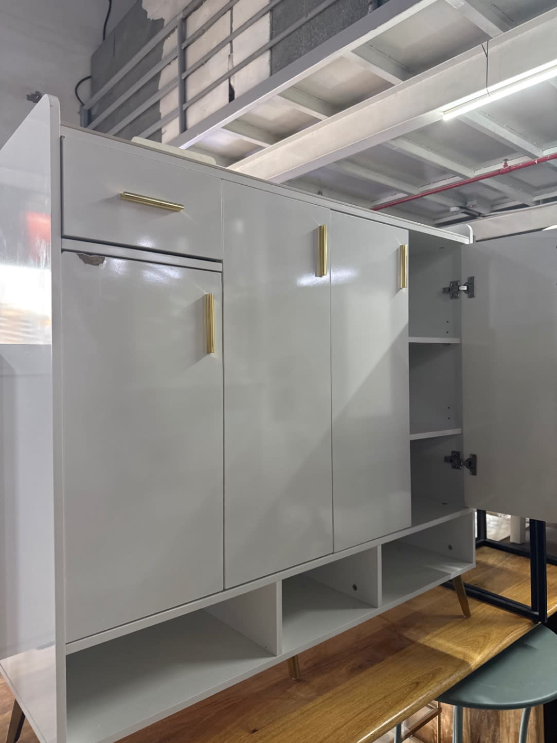 Shoe Rack Cabinet with Doors and Open Shelves 2