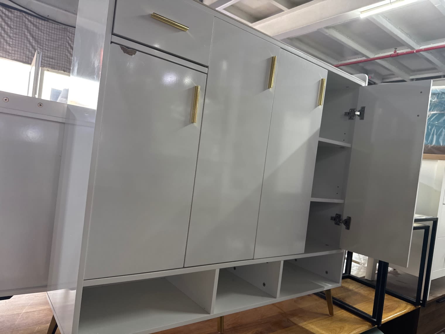 Shoe Rack Cabinet with Doors and Open Shelves 3