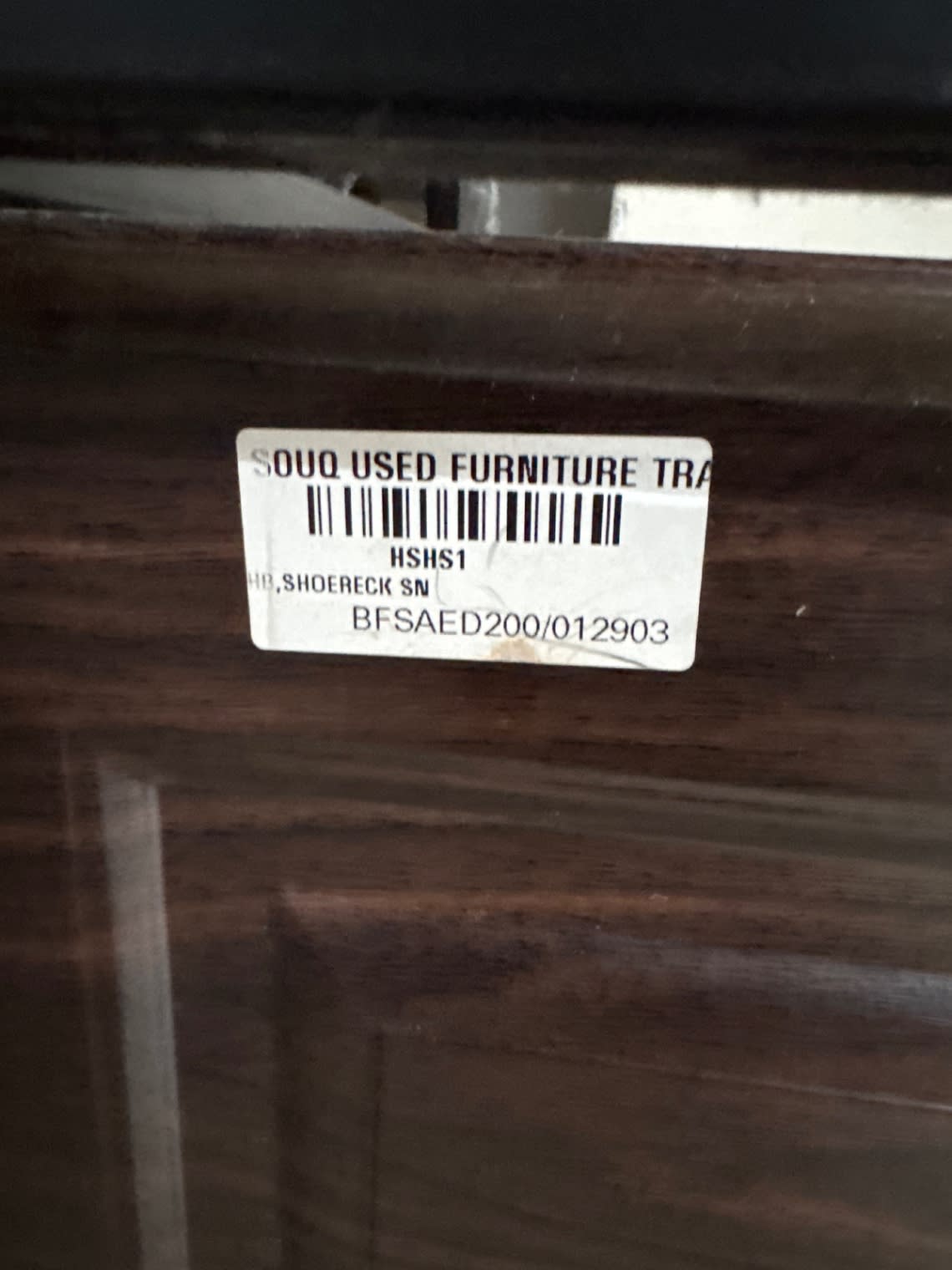 Bufaisal barcode label BFSAED200/012903 for new two-door shoe rack