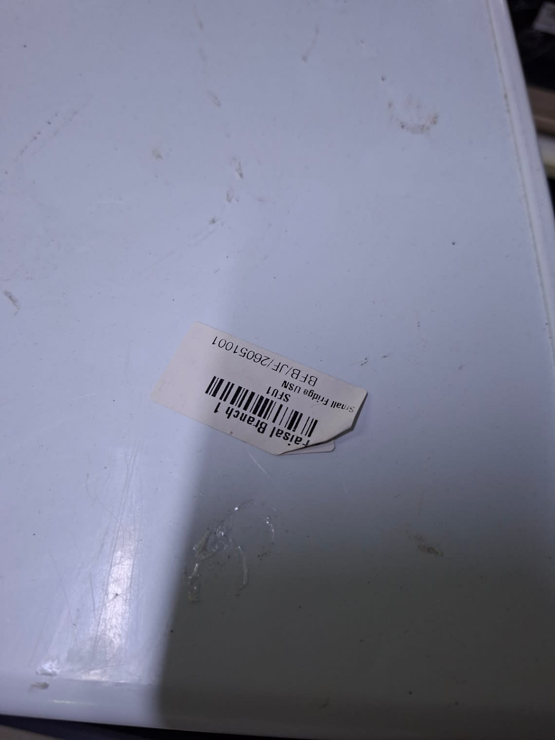 Bufaisal barcode label BFB/JF/26051001 for used SONAR mini chest freezer