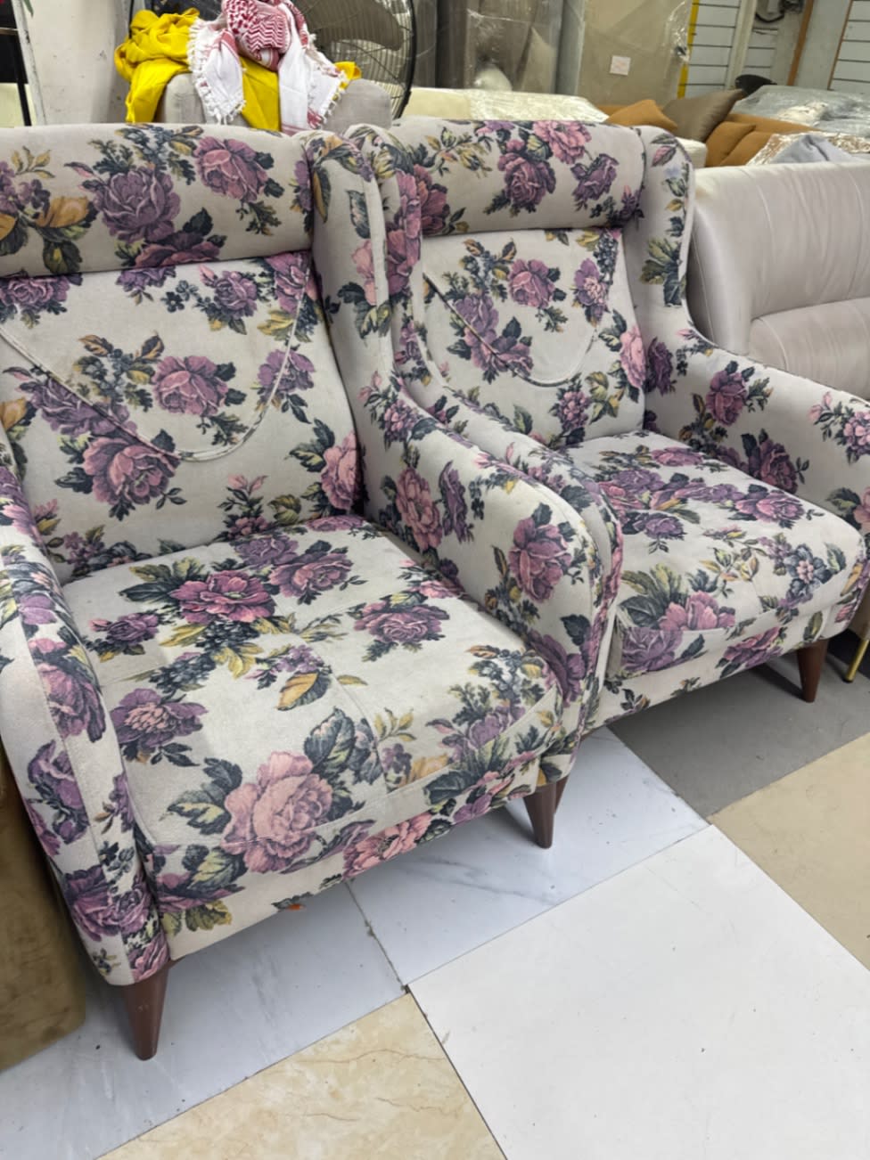 Floral Wingback Armchair Set (2 Pieces)