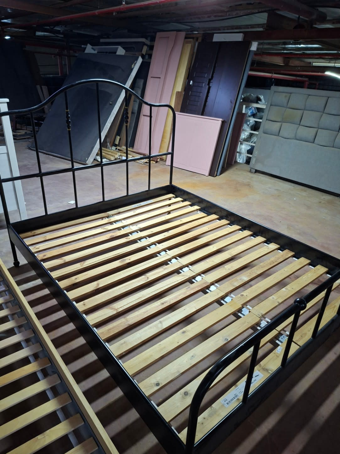 Queen Metal Bed Frame with Wooden Slats
