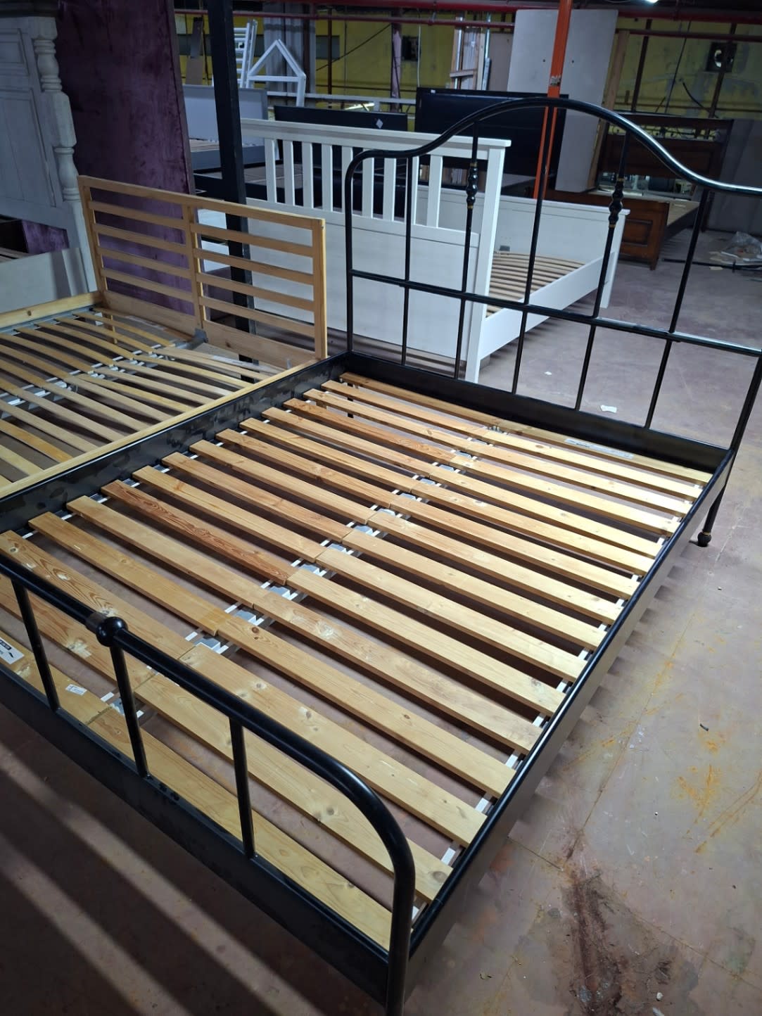 Queen Metal Bed Frame with Wooden Slats 2