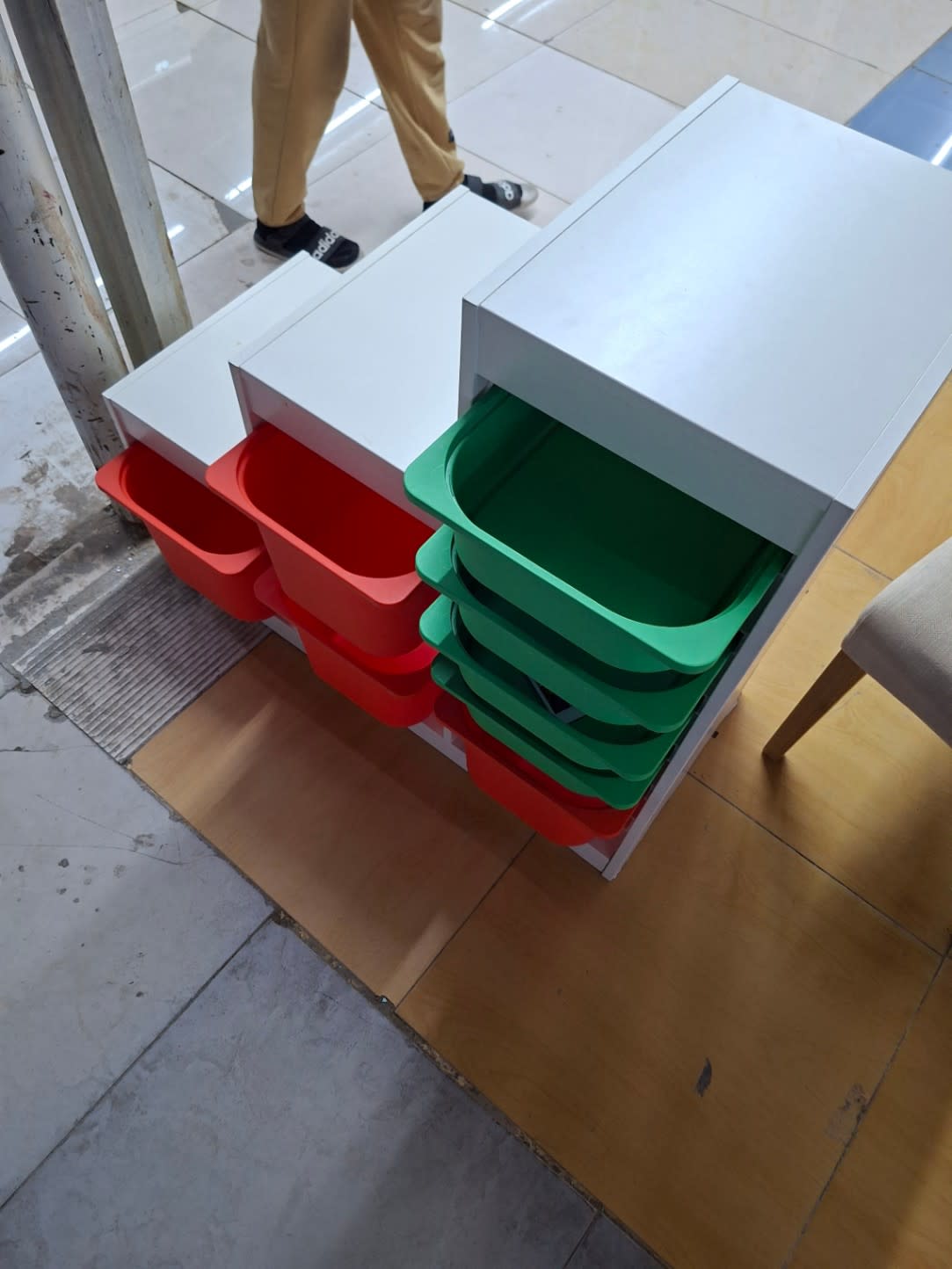 Bufaisal barcode label for used IKEA kids toy storage unit at Shop D Ajman
