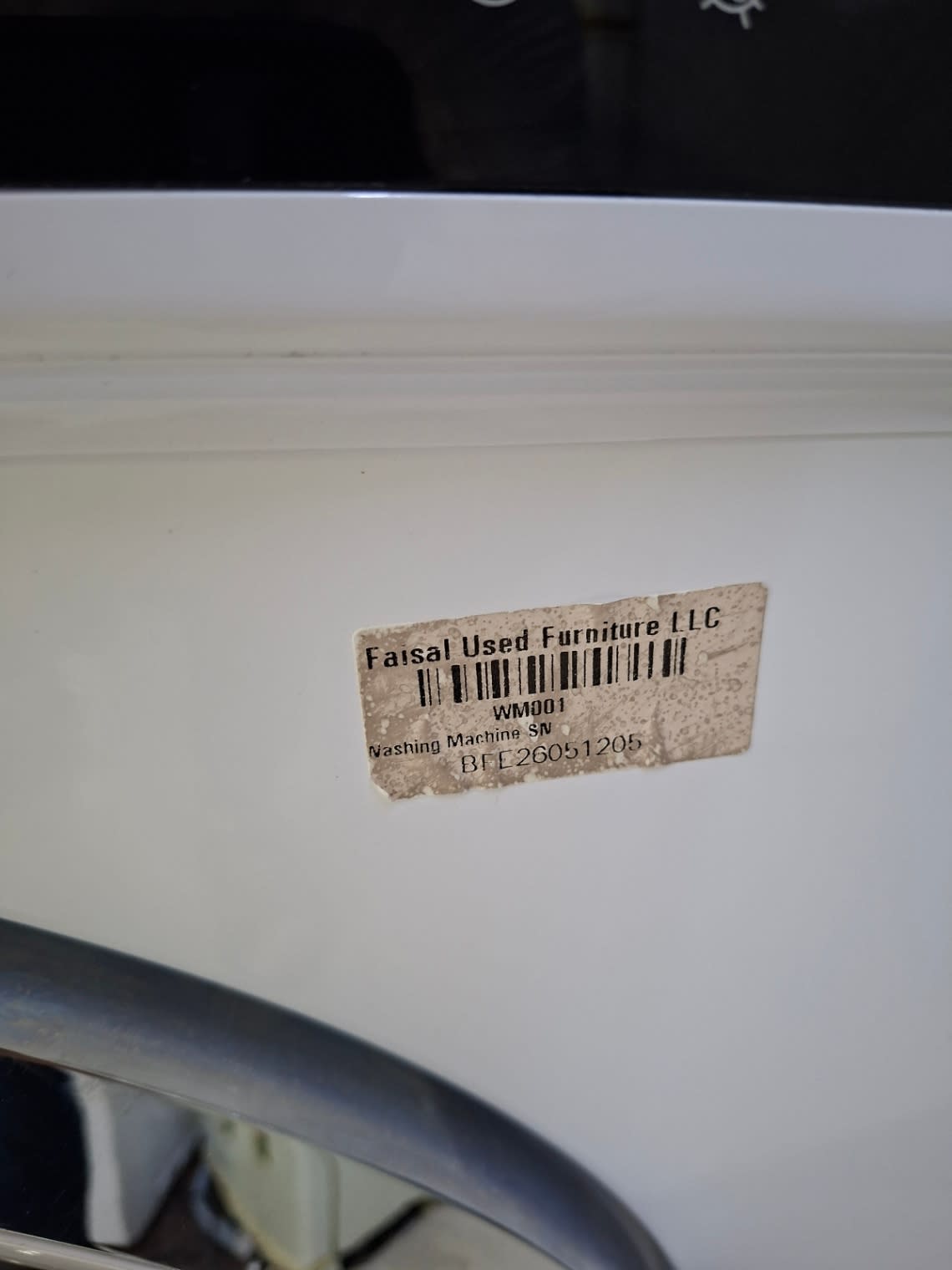 Bufaisal barcode label BFE26051205 for used Hoover HWM-V710-W washing machine