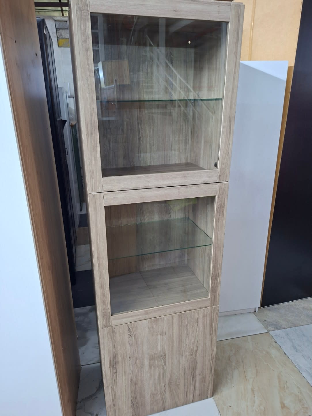 Tall Display Cabinet with Glass Doors