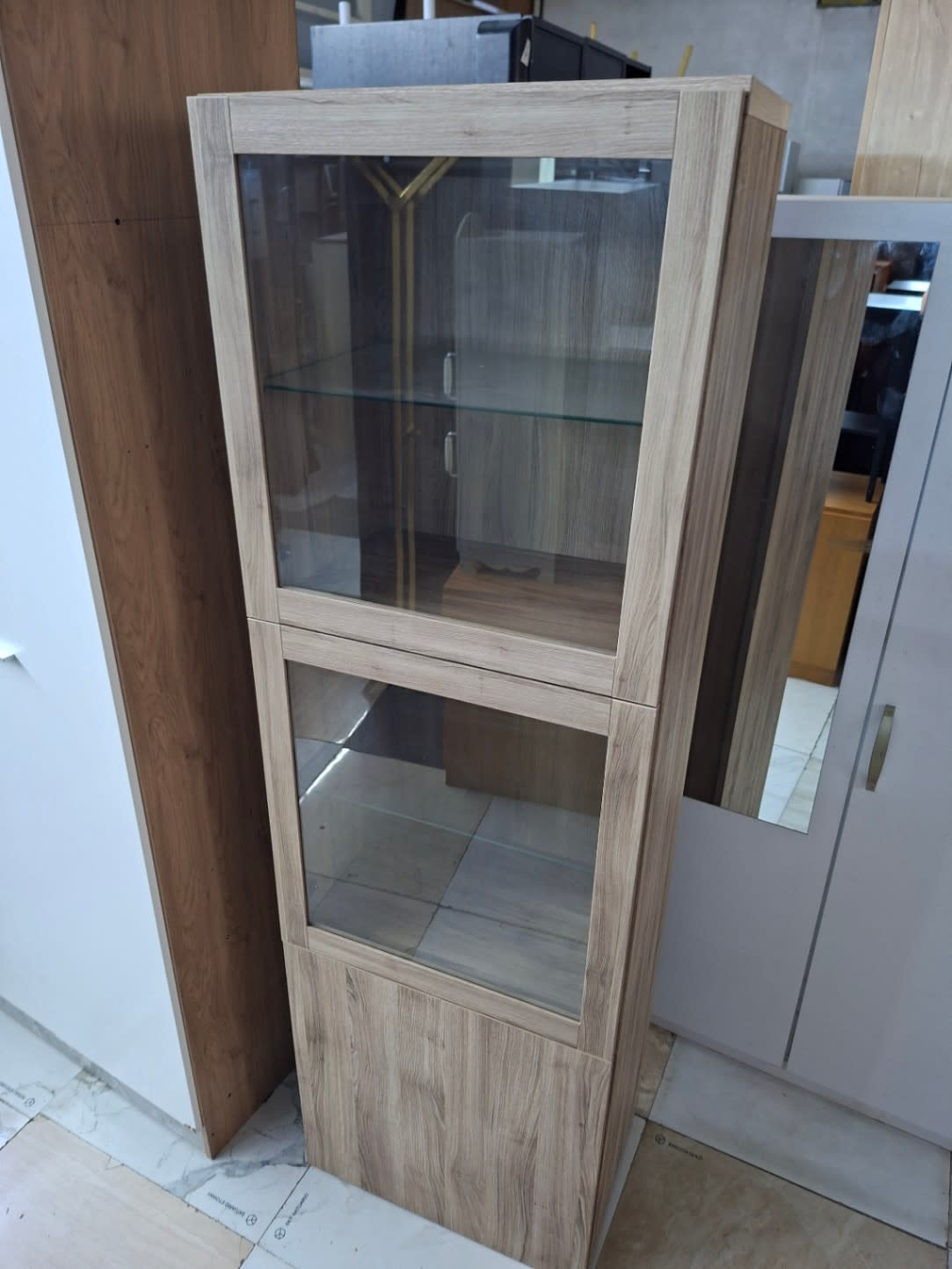 Bufaisal item reference for used tall display cabinet oak glass doors
