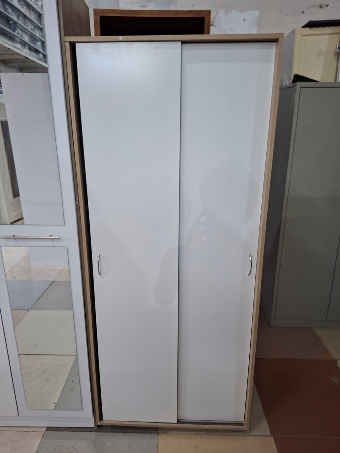 Large Shoe Cabinet with Sliding Doors