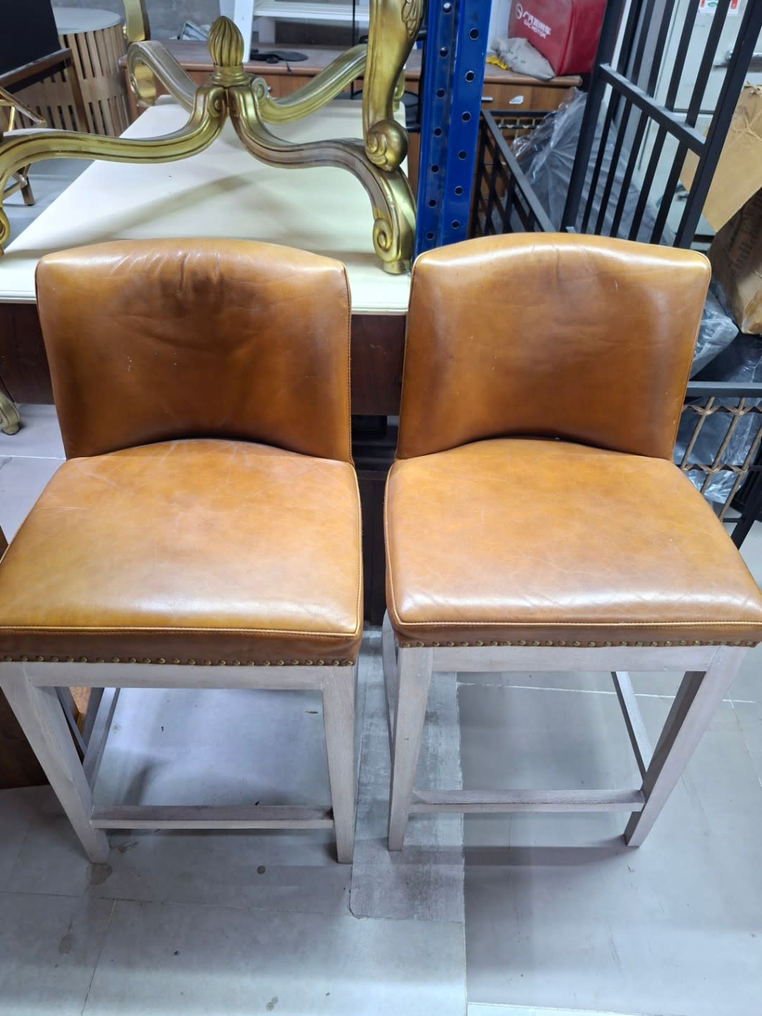 Bar Chair with Leather Seat