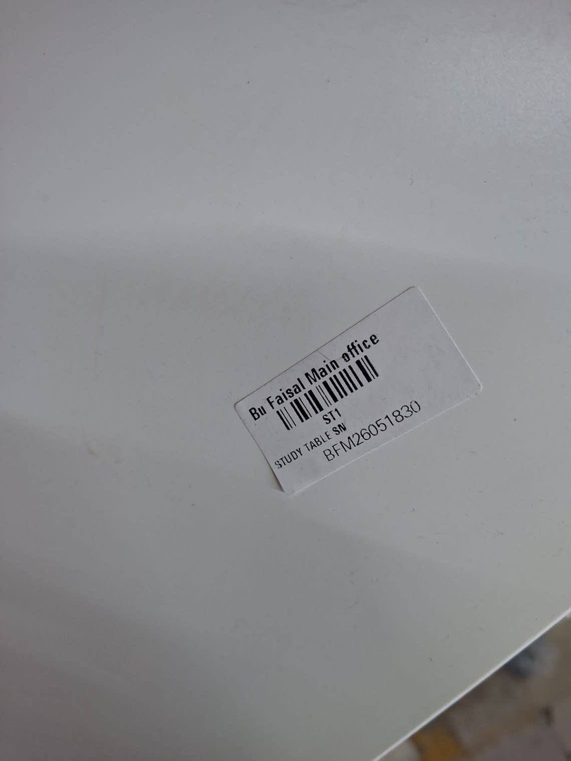 Bufaisal barcode label BFM26051830 for used white 5-shelf bookcase at Shop A Ajman