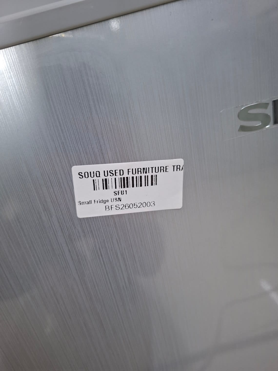 Bufaisal barcode label BFS26052003 for used Sharp single-door mini refrigerator