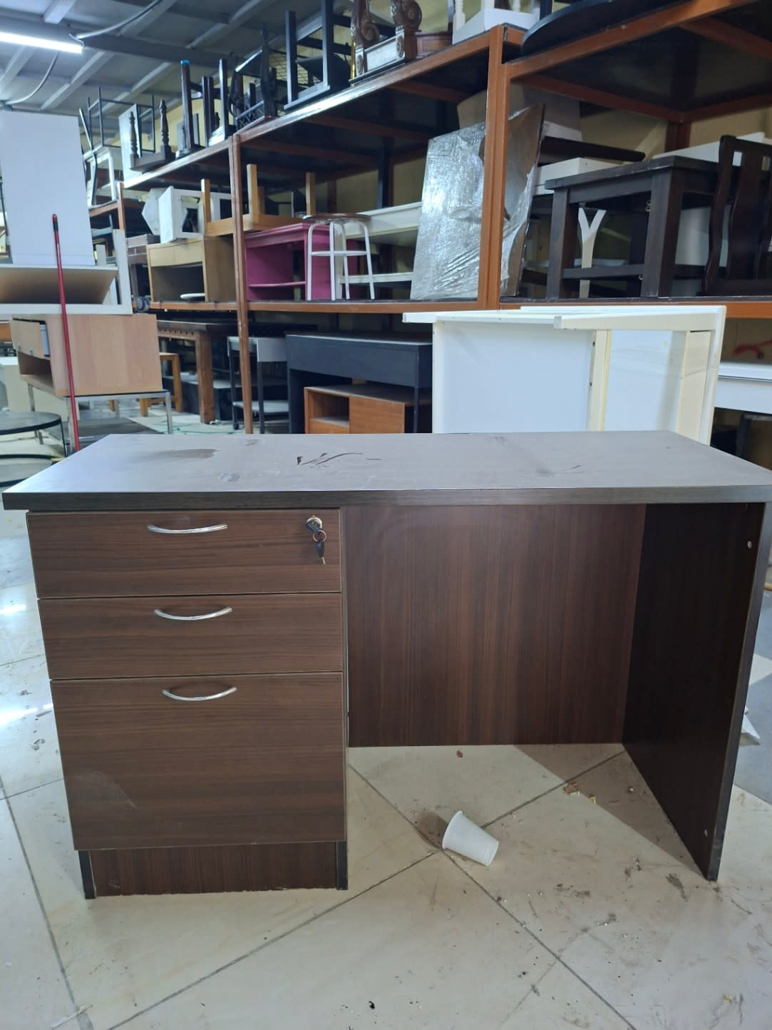 Office Desk with 3-Drawer Pedestal