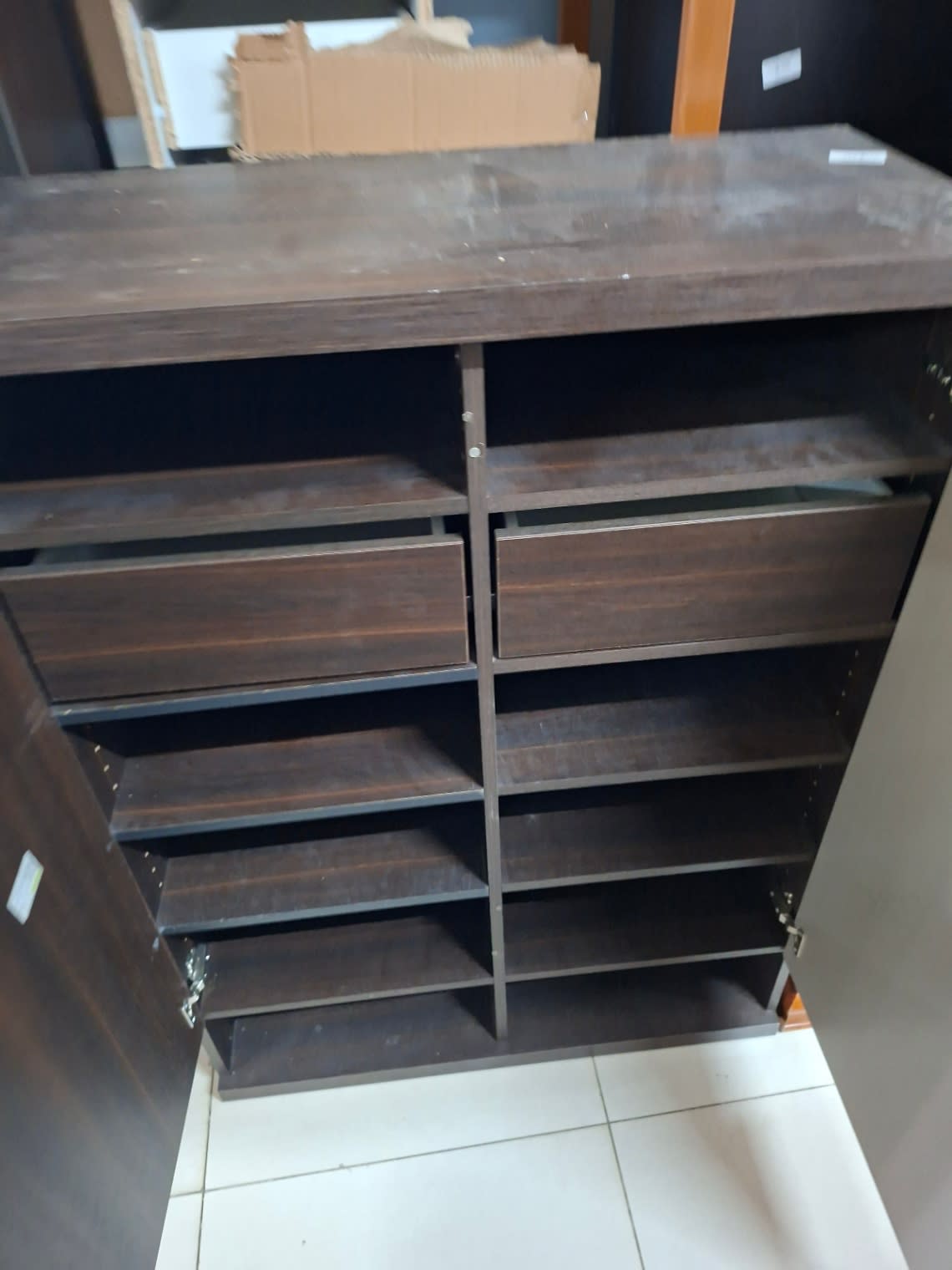 Shoe Cabinet with Drawers and Mirror Door 2