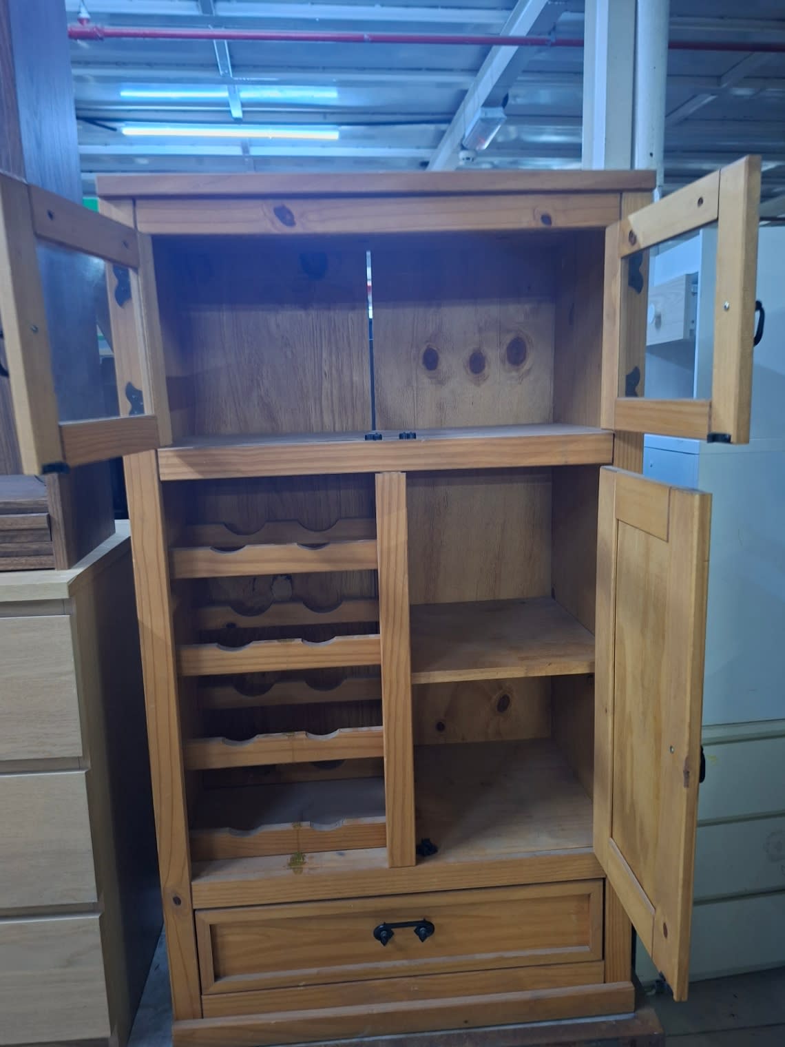 Wooden Bar Cabinet with Wine Rack 2