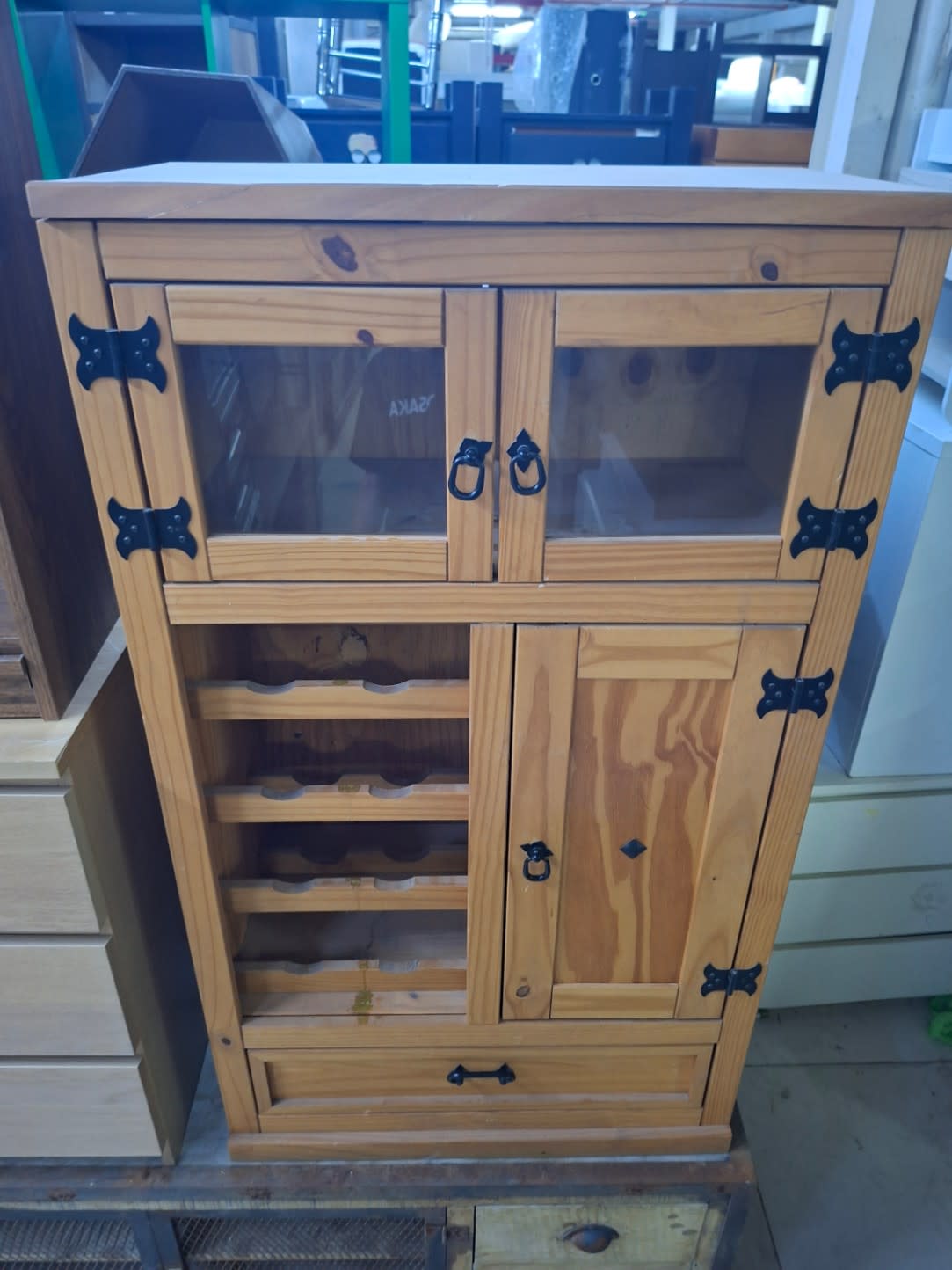 Wooden Bar Cabinet with Wine Rack