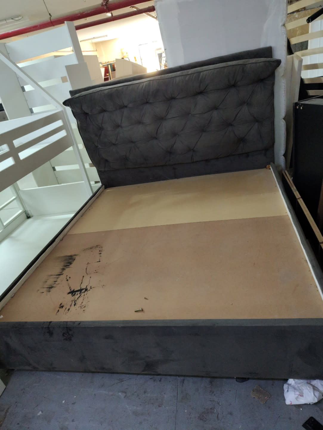 Upholstered Bed Frame with Tufted Headboard