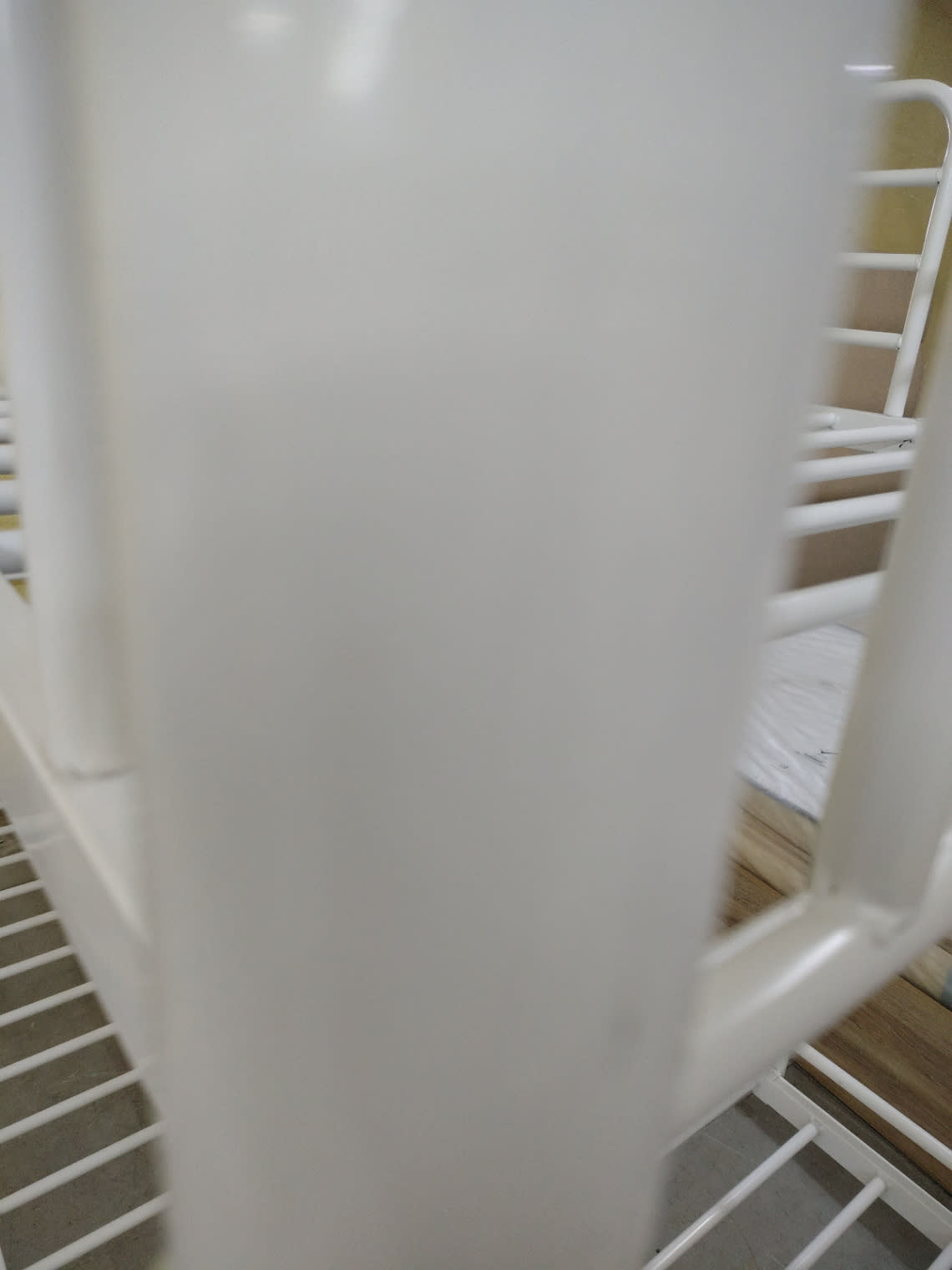 Barcode label photo for used white metal bunk bed frame at Bufaisal Ajman — barcode unreadable