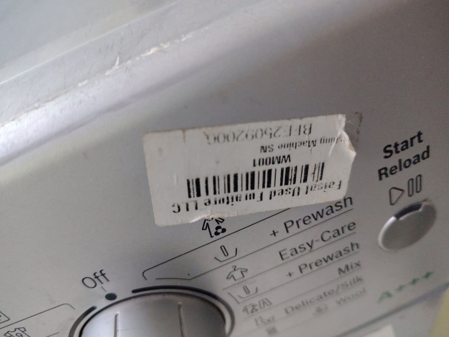 Bufaisal barcode label BF25092006 for used Bosch Avantixx 8 front-load washing machine