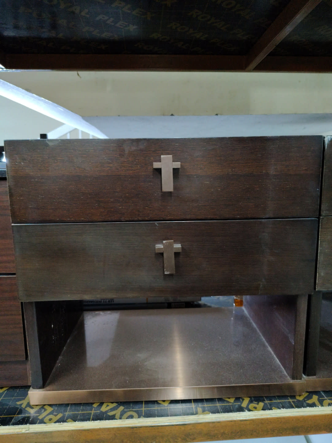 2-Drawer Nightstand with Open Shelf