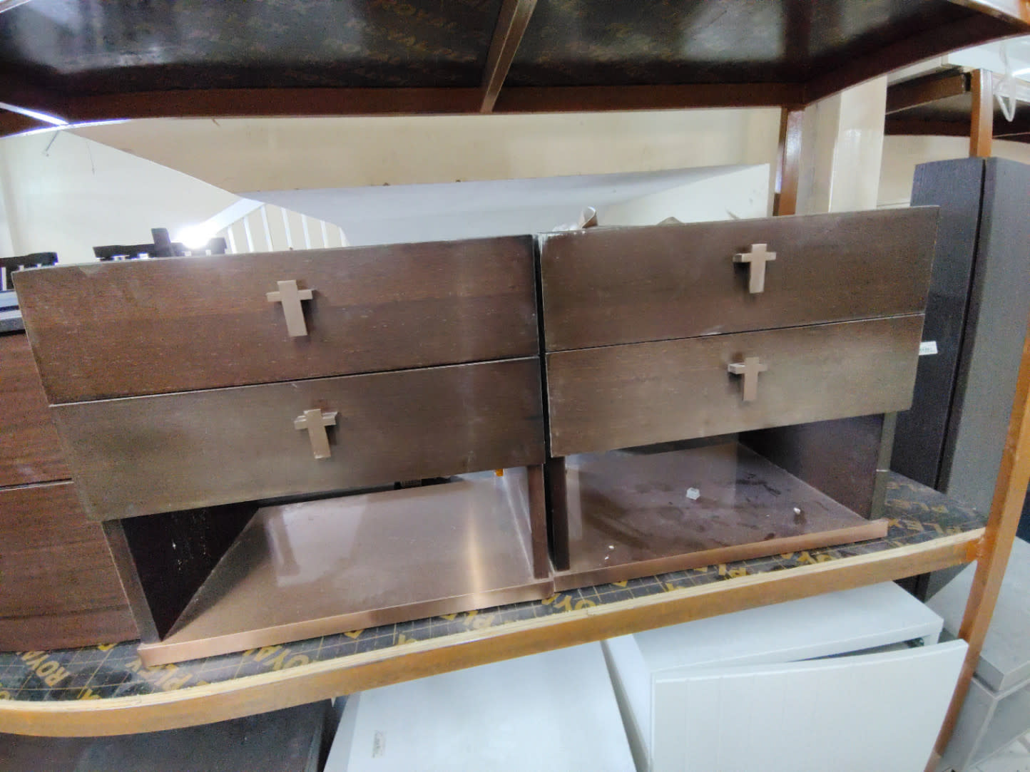 2-Drawer Nightstand with Open Shelf 2