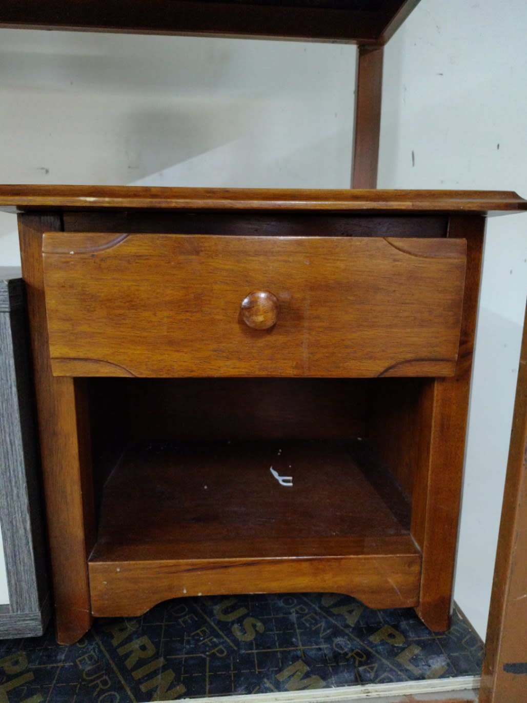 Wooden Nightstand with Drawer and Open Shelf
