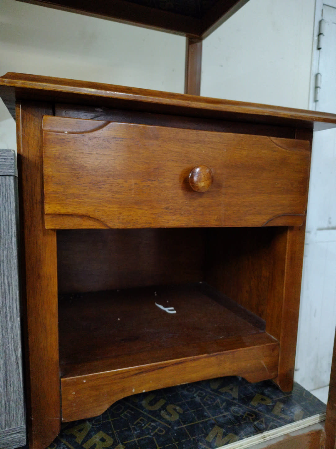 Wooden Nightstand with Drawer and Open Shelf 2