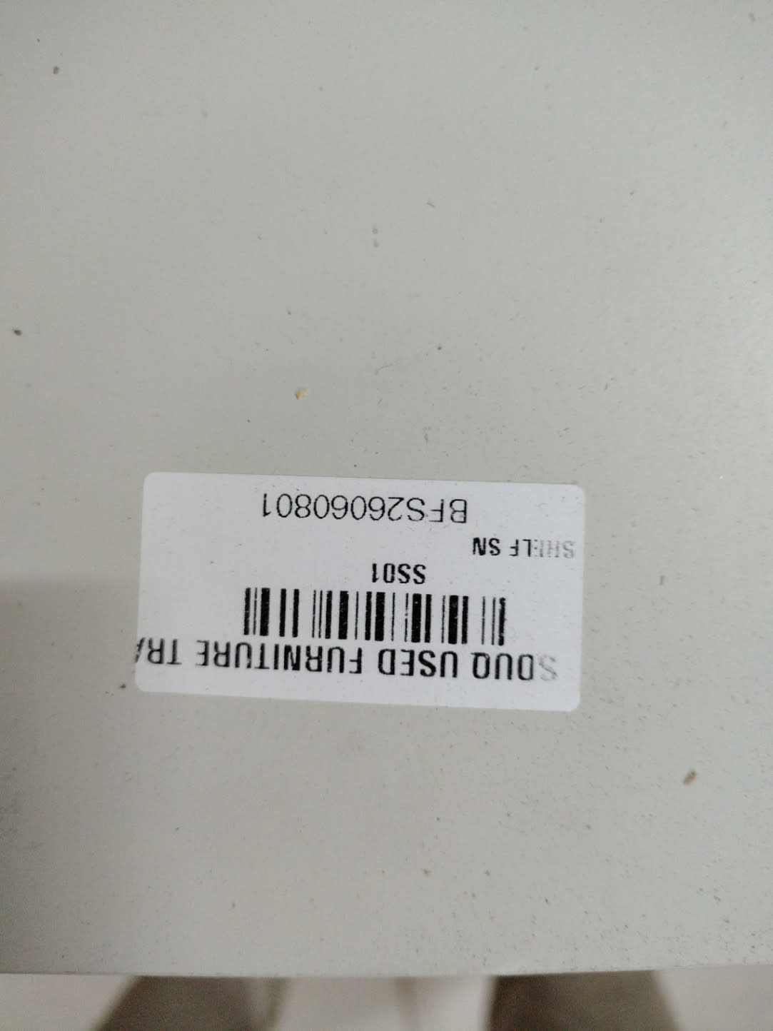 Bufaisal barcode label BFS26060801 for used white 2-shelf bookcase