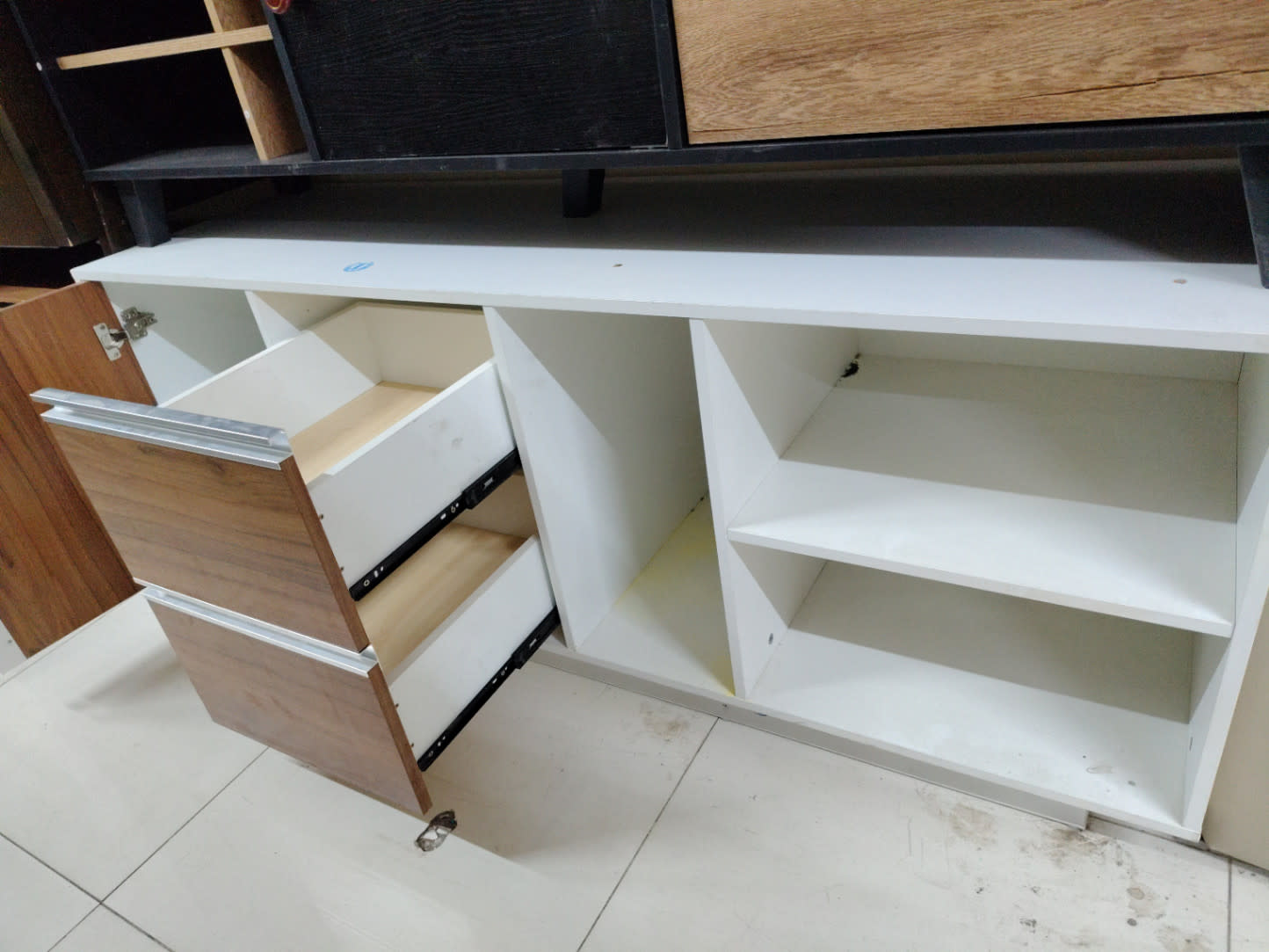 TV Stand with Sliding Doors and Open Shelves 3