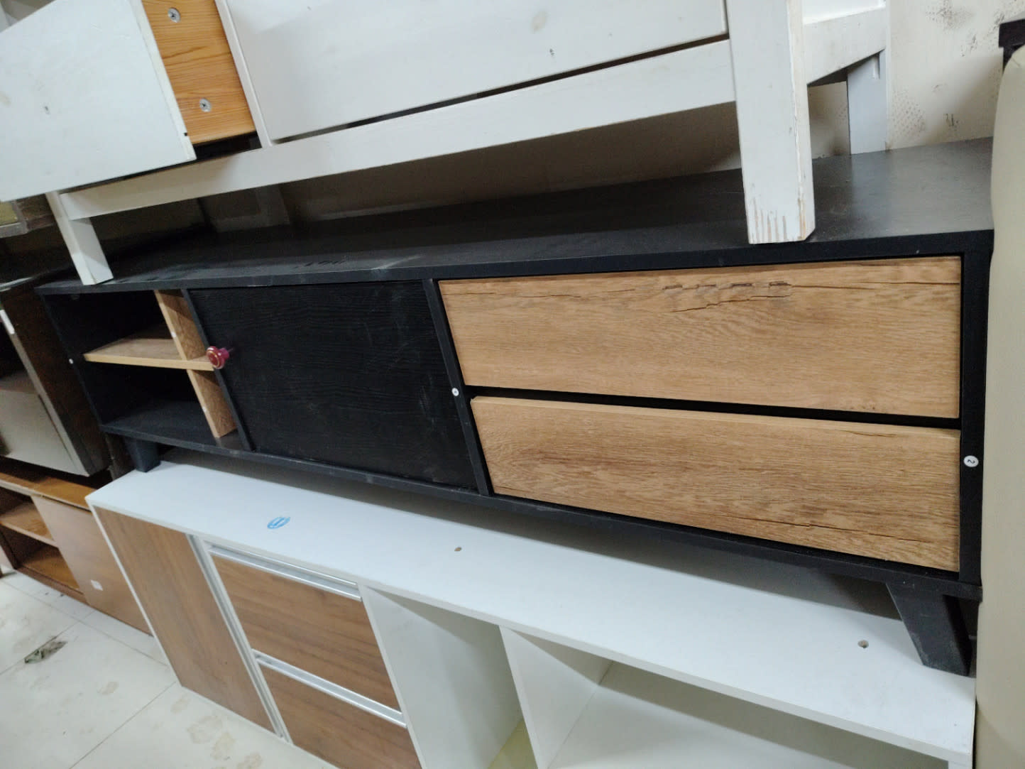 TV Stand with Drawers and Open Shelves 2