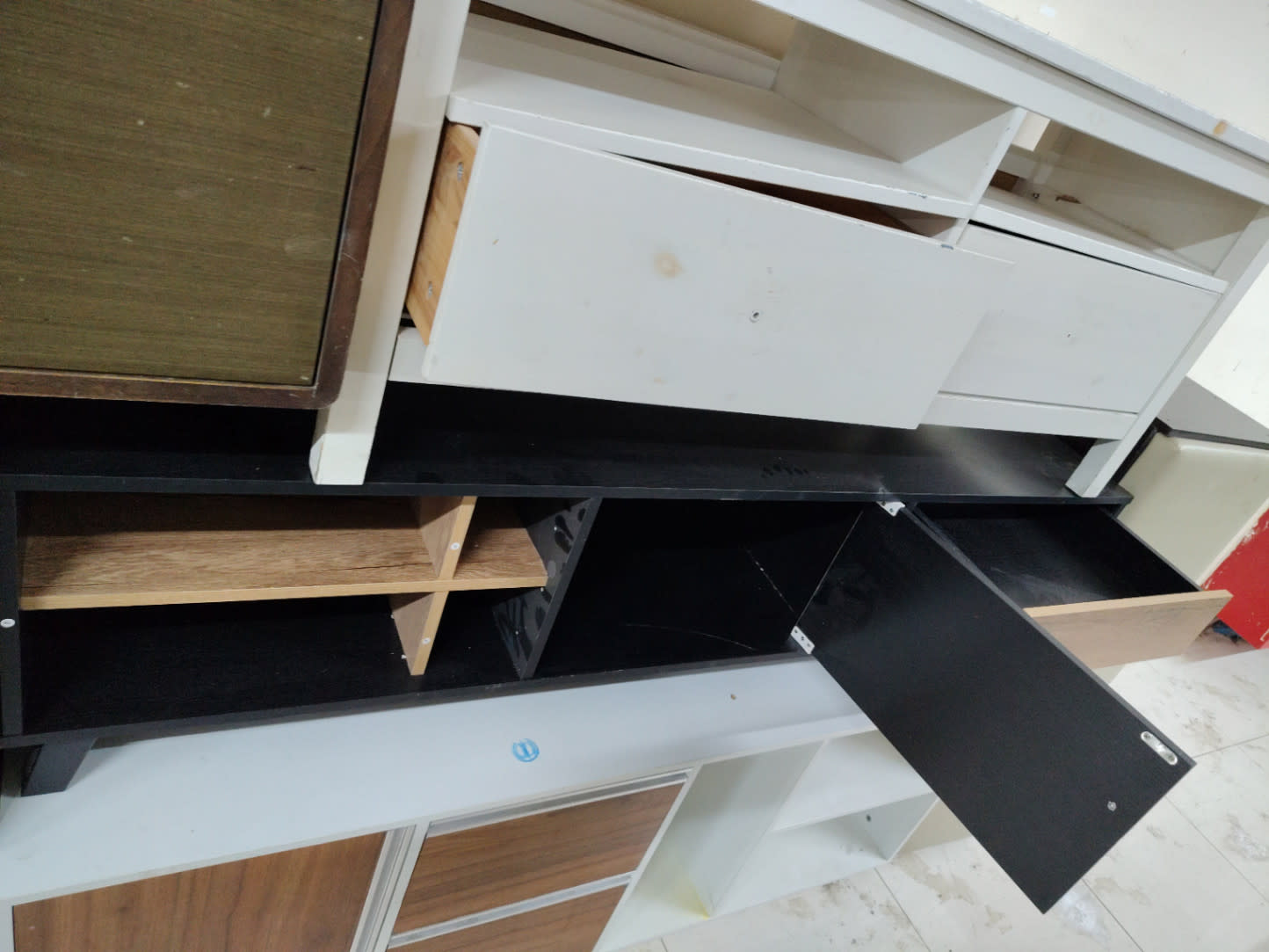 TV Stand with Drawers and Open Shelves 3