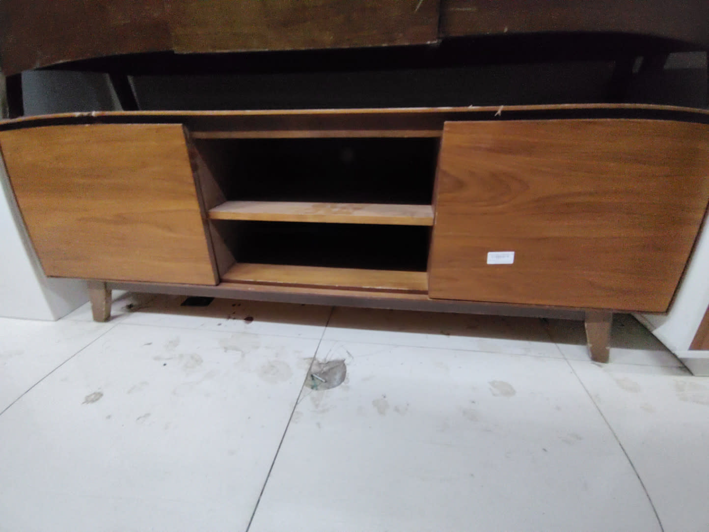 TV Stand with Sliding Doors and Open Shelves