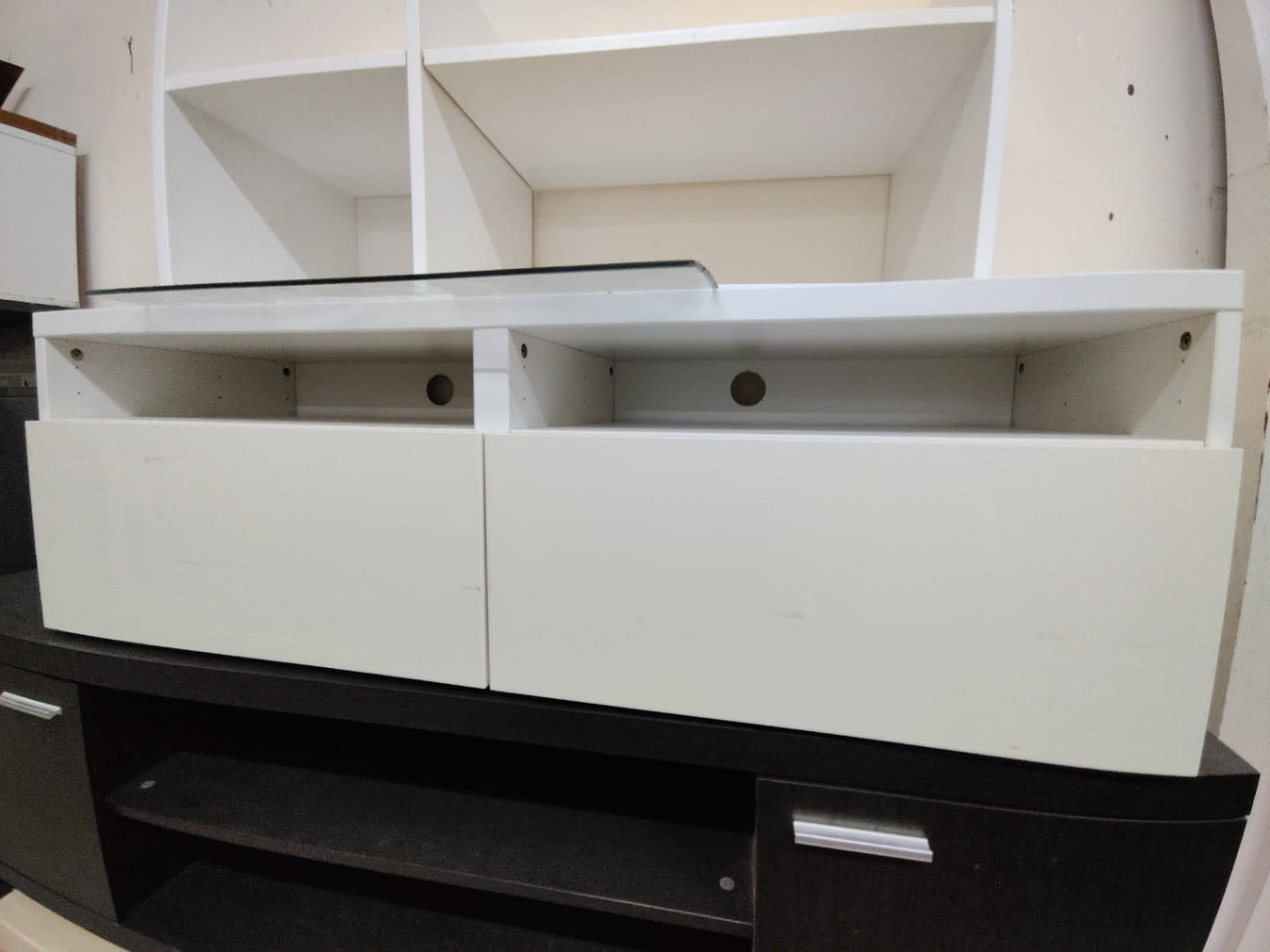 TV Stand with Drawers and Open Shelf