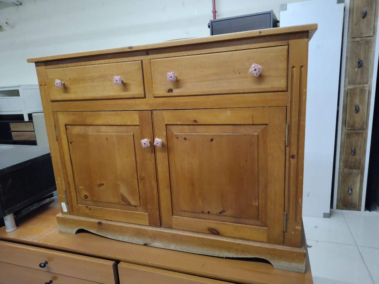 Wooden Sideboard with Drawers and Cabinet