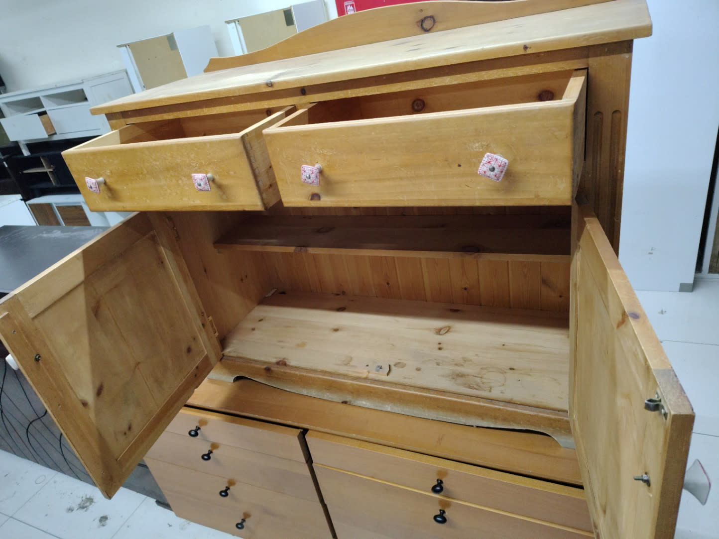 Wooden Sideboard with Drawers and Cabinet 2