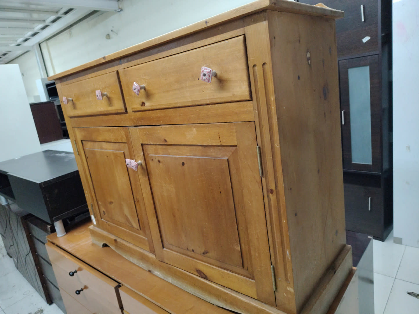 Wooden Sideboard with Drawers and Cabinet 3