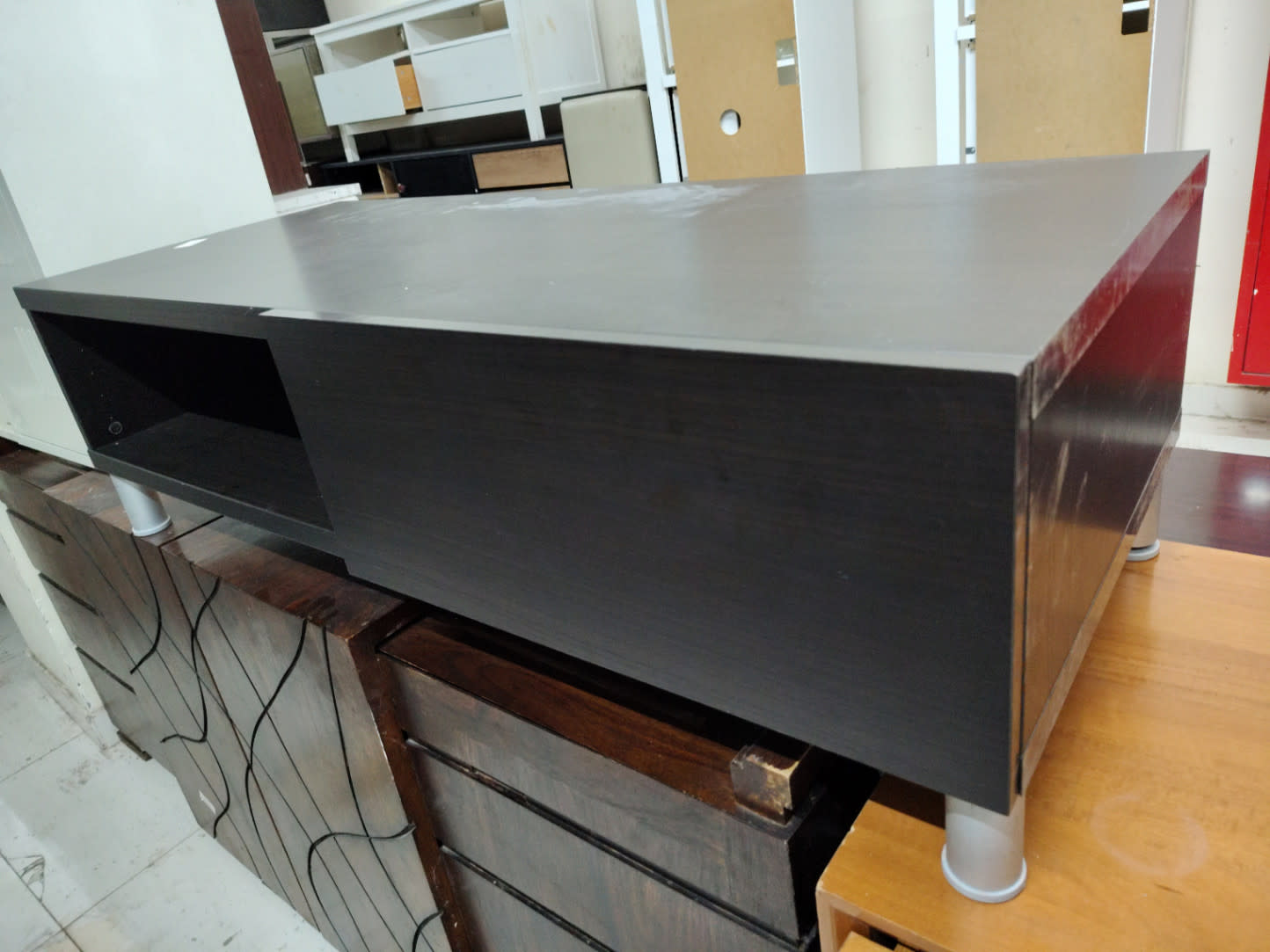 TV Stand with Open Shelf and Drawer 3