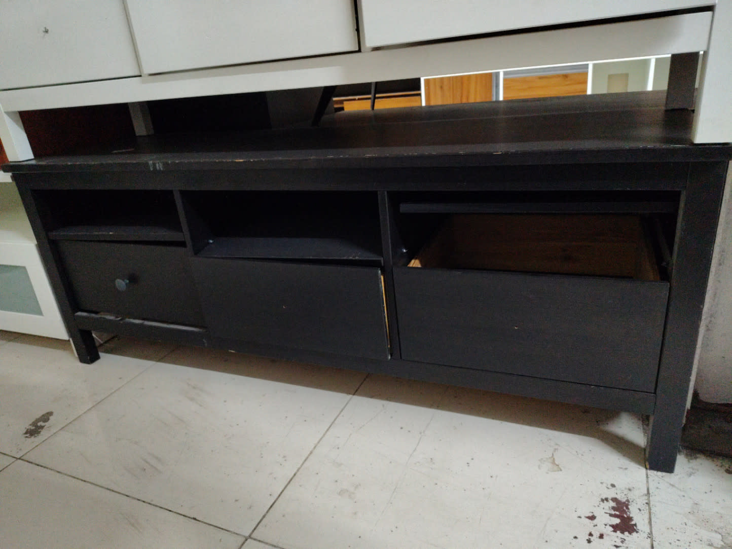 TV Stand with Drawers and Open Shelves