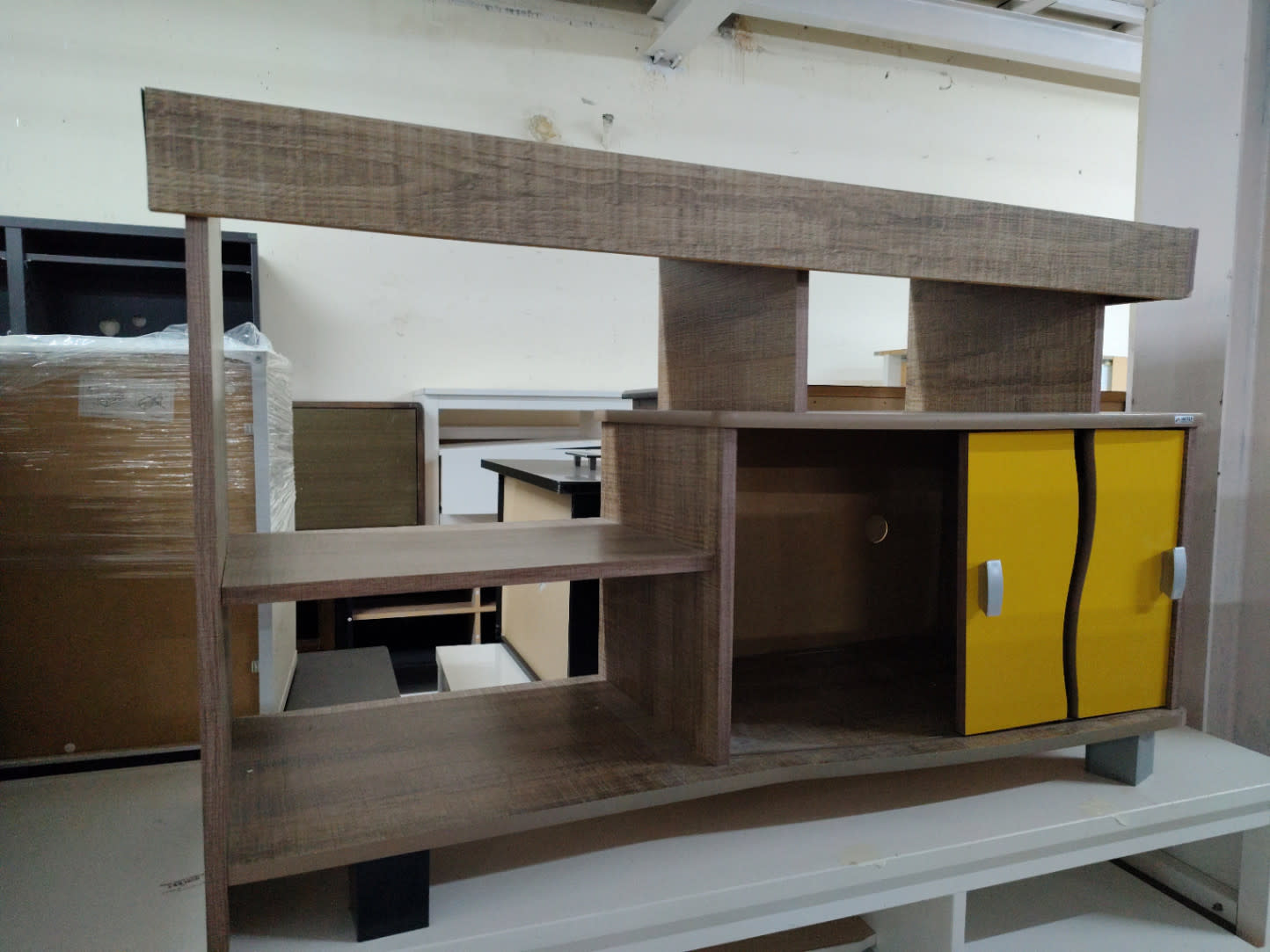 TV Stand with Open Shelves and Cabinet
