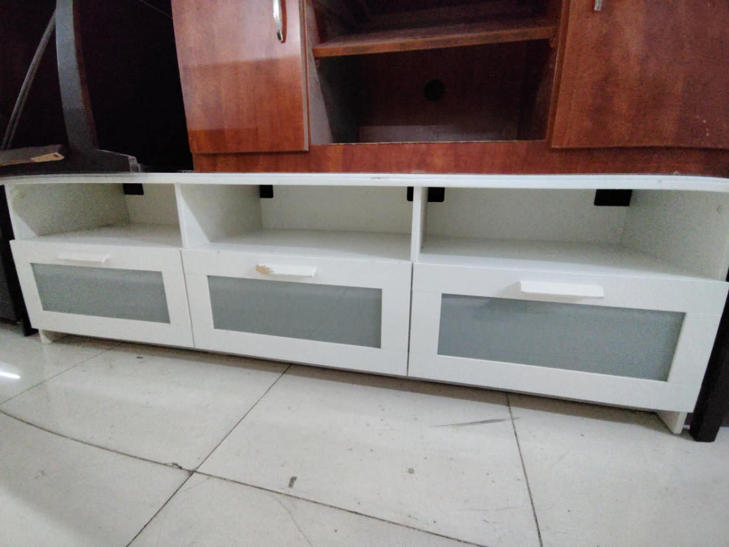 TV Stand with Frosted Glass Drawers